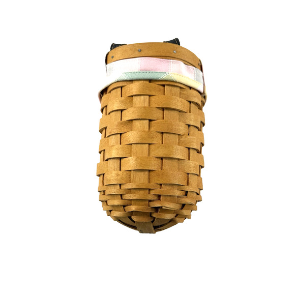 2001 Longaberger Foyer Basket w/Liner, Protector & Metal Hanger 7.5"RD x 8.75"H - Picture 3 of 4